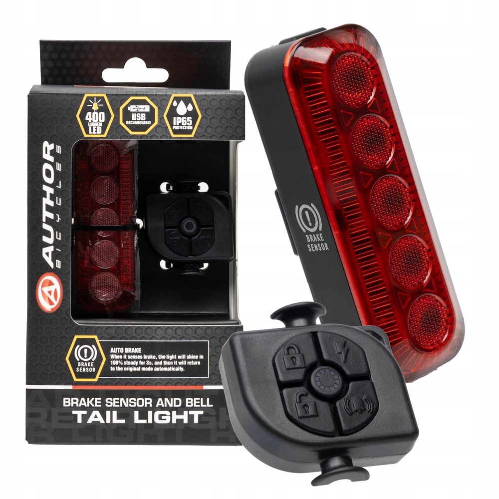 Zadní cyklistická lampa Author Xyrius, Brake, 400 lm, Usb