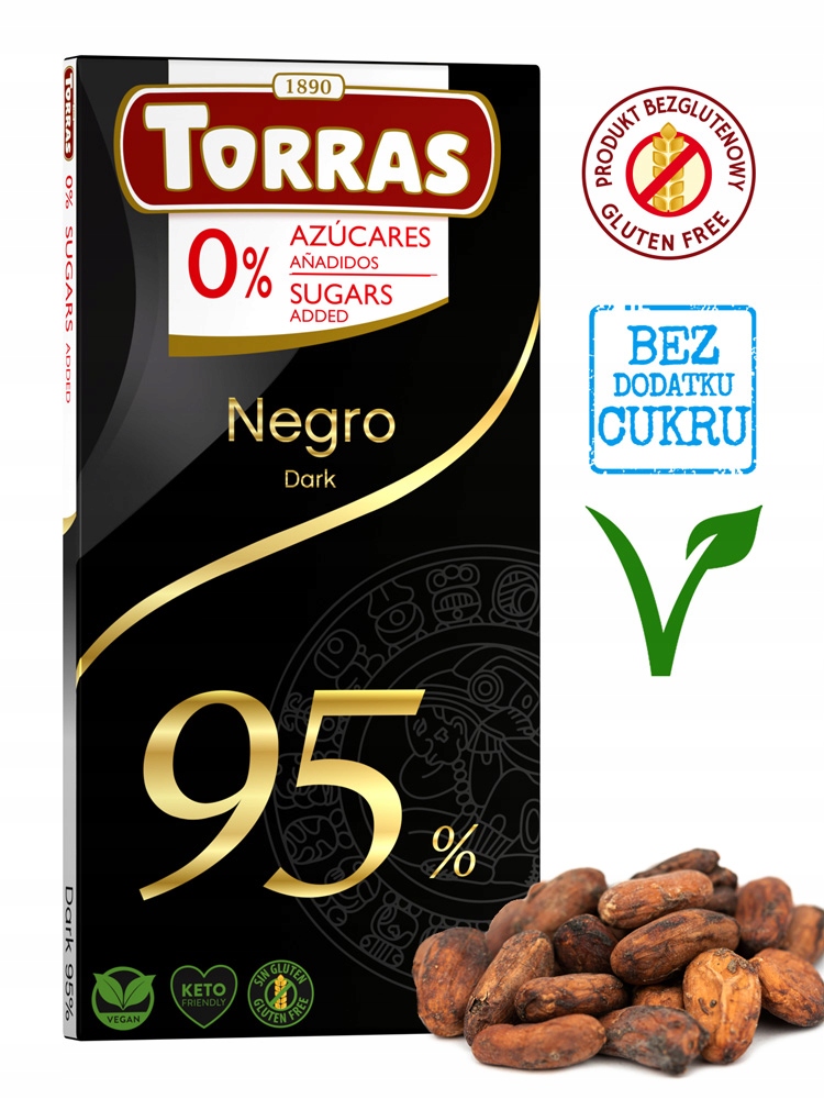 ГОРЬКИЙ ШОКОЛАД 95% TORRAS БЕЗ ДОБАВЛЕНИЯ САХАРА