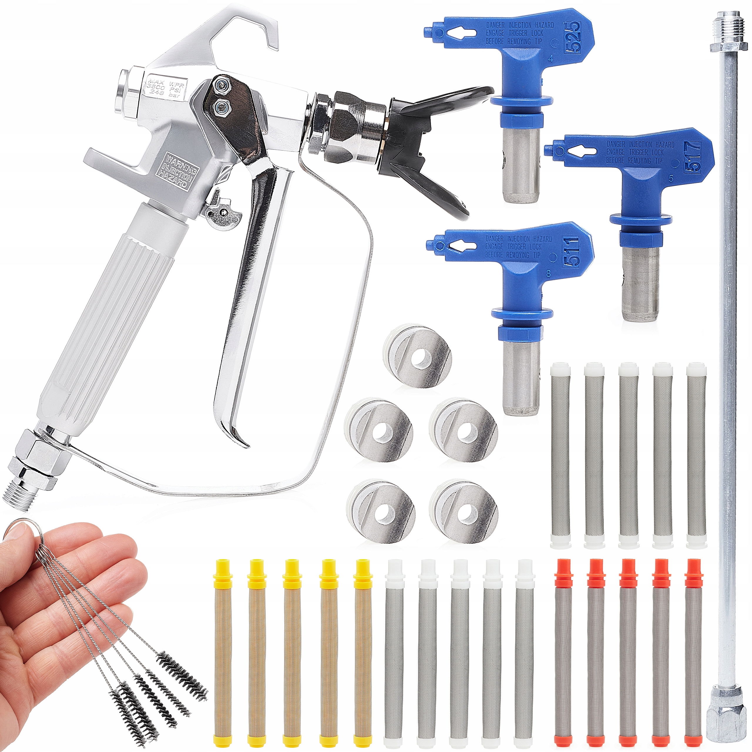 Malířská Pistole F5 CG5A Lanka 50 CM 3 Trysky 20 Meshových Filtrů Kartáče