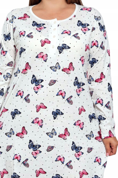 KOSZULA NOCNA BAWEŁNIANA, GUZIKI, NADWYMIAR duże rozmiary 4XL Marka bez marki