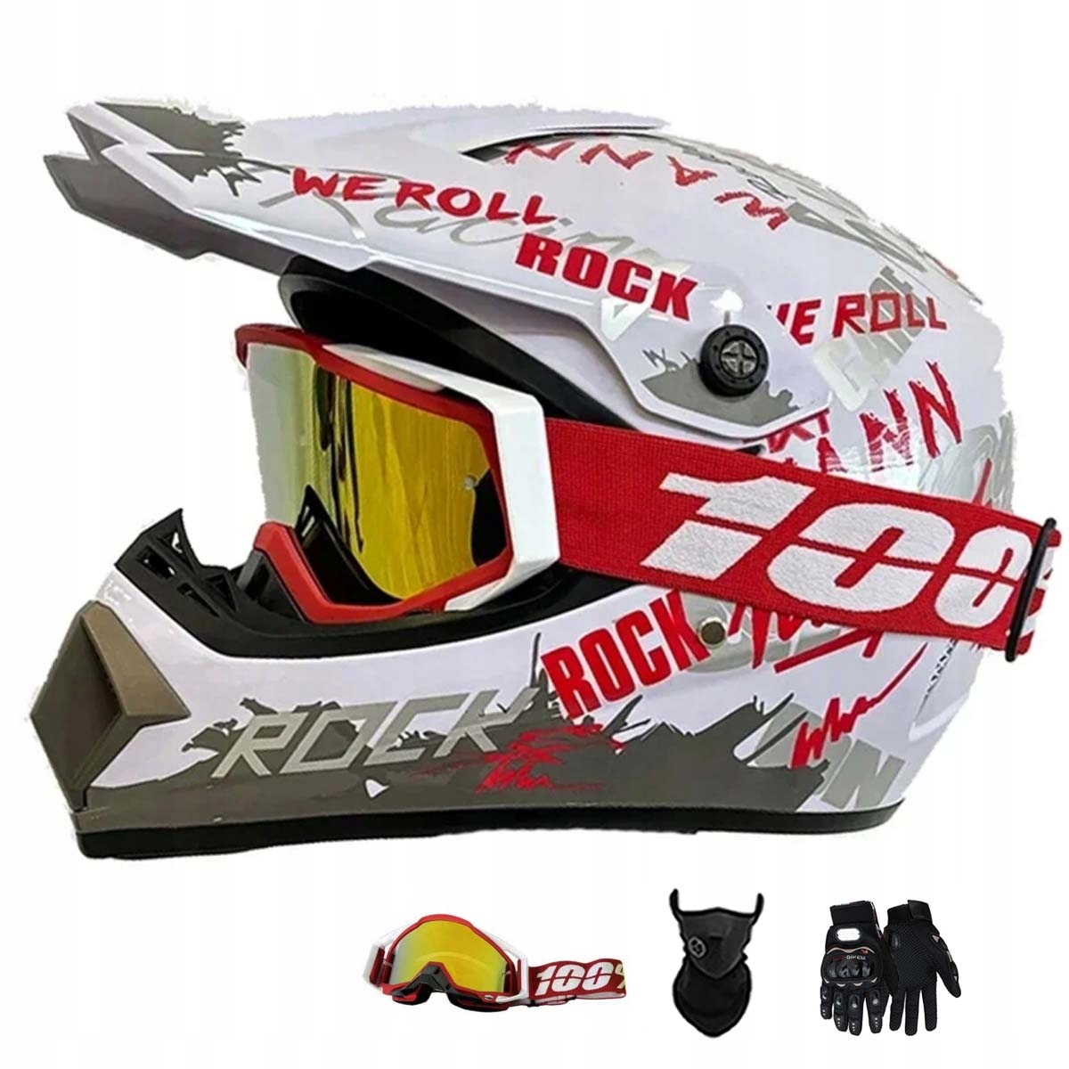 Motocyklová Přilba Lehká Enduro Quada Brýle Rukavice Maska XL