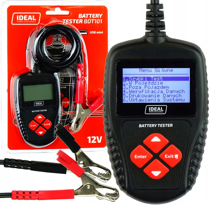 Tester baterie diagnostika alternátor Ideal BDT101 12V Wet Gel Agm Efb