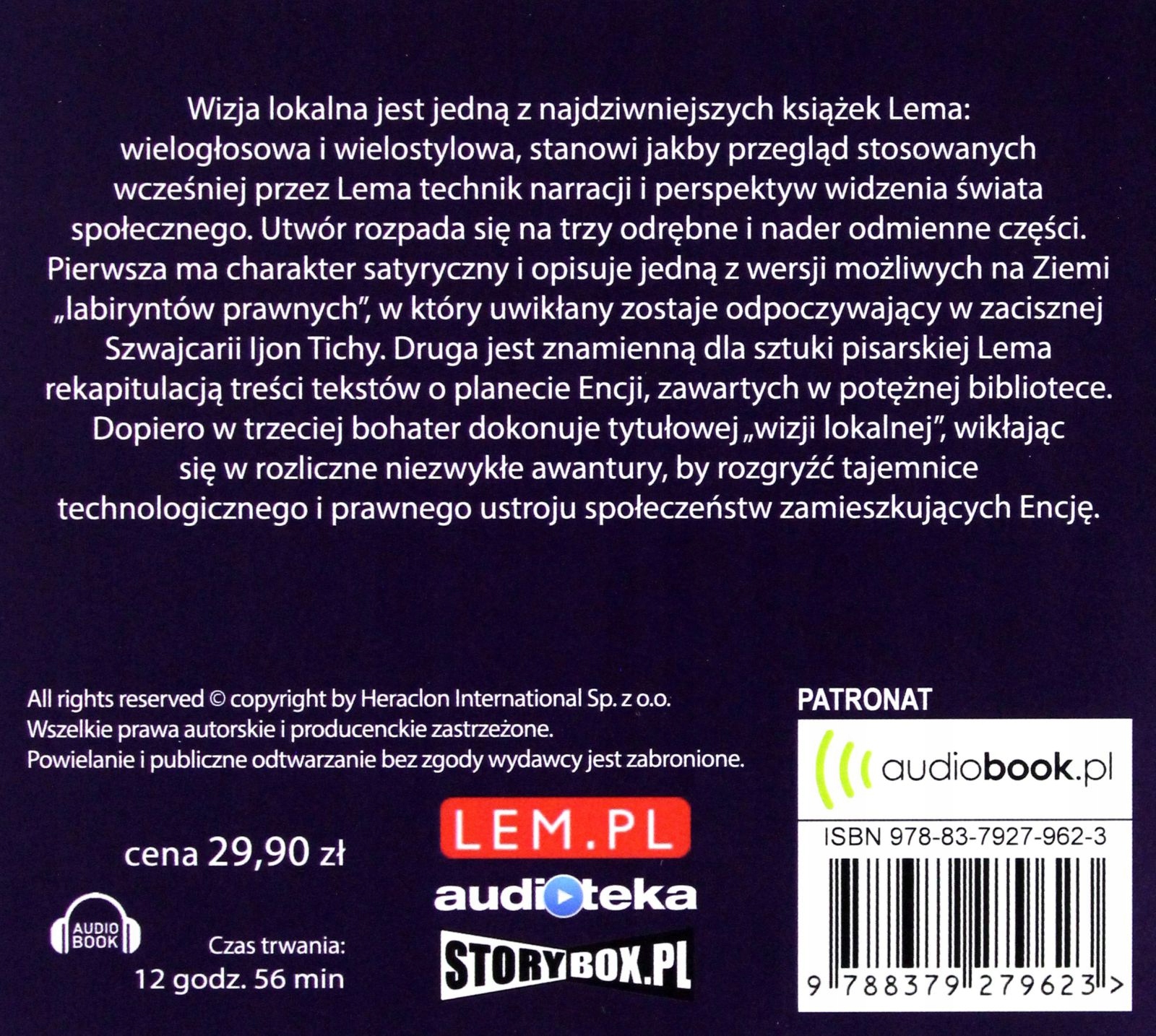 WIZJA LOKALNA - STANISŁAW LEM (AUDIOBOOK) Stan opakowania oryginalne