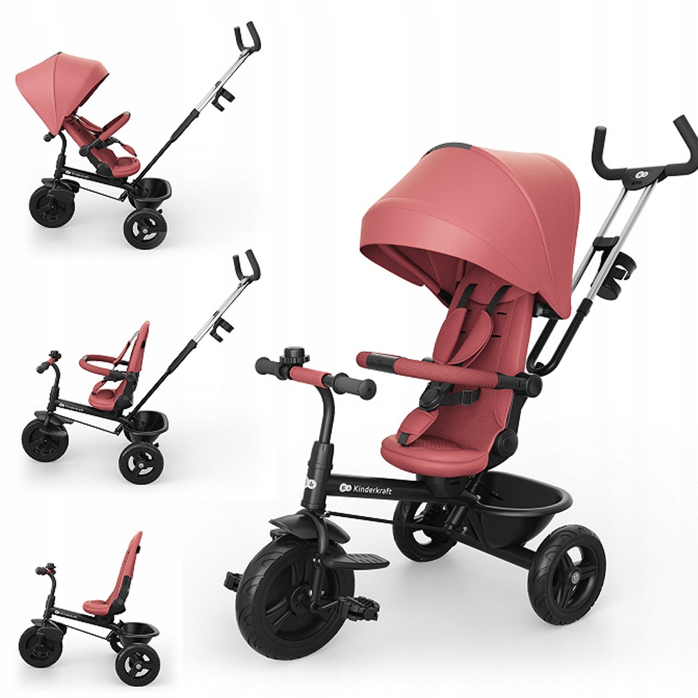 Kinderkraft Aston 2 Plus innowacyjny rowerek trójkołowy Różowy