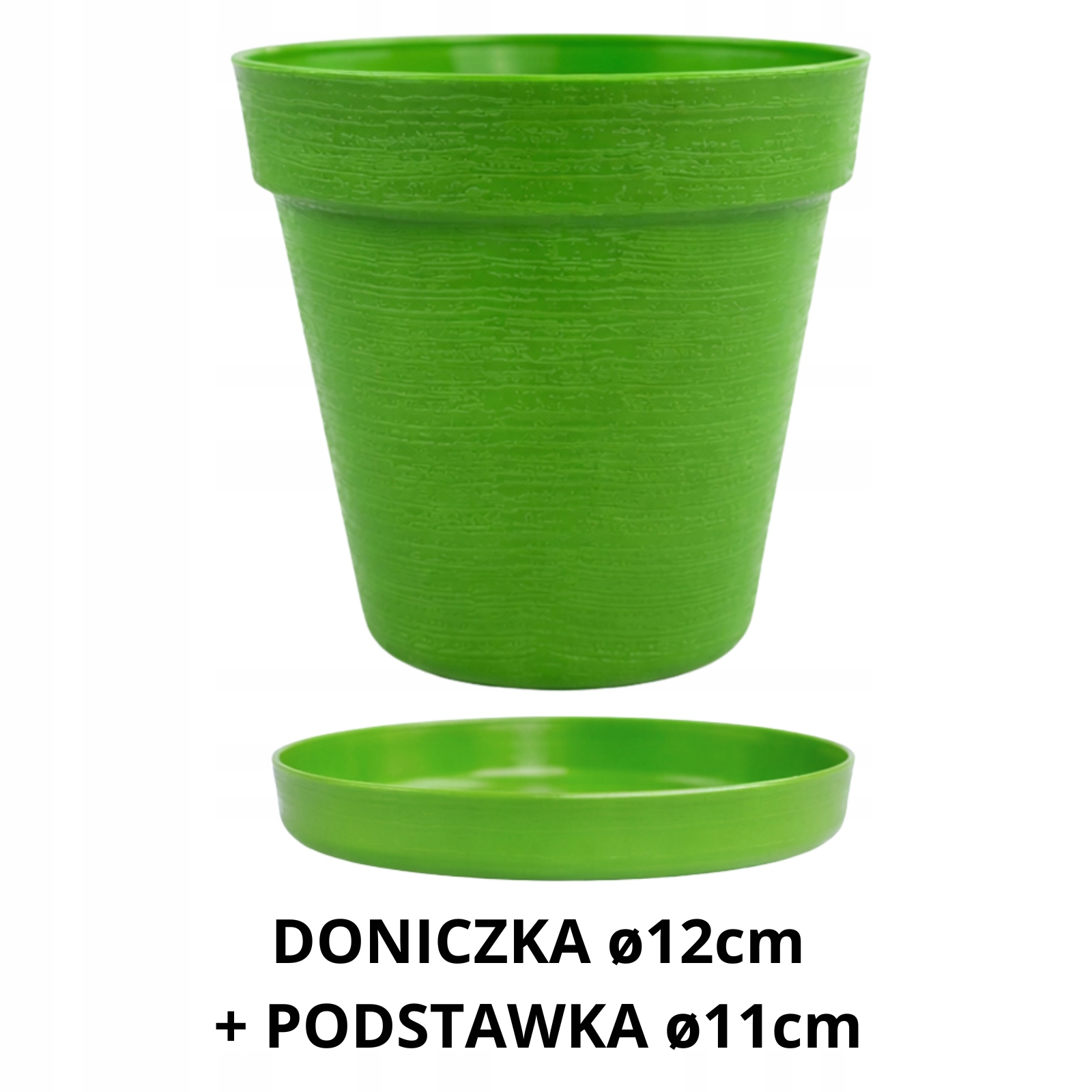Doniczka LOFT 12 cm + Dopasowana Podstawka, Stylowy Zestaw EKO, ZIELONY 2