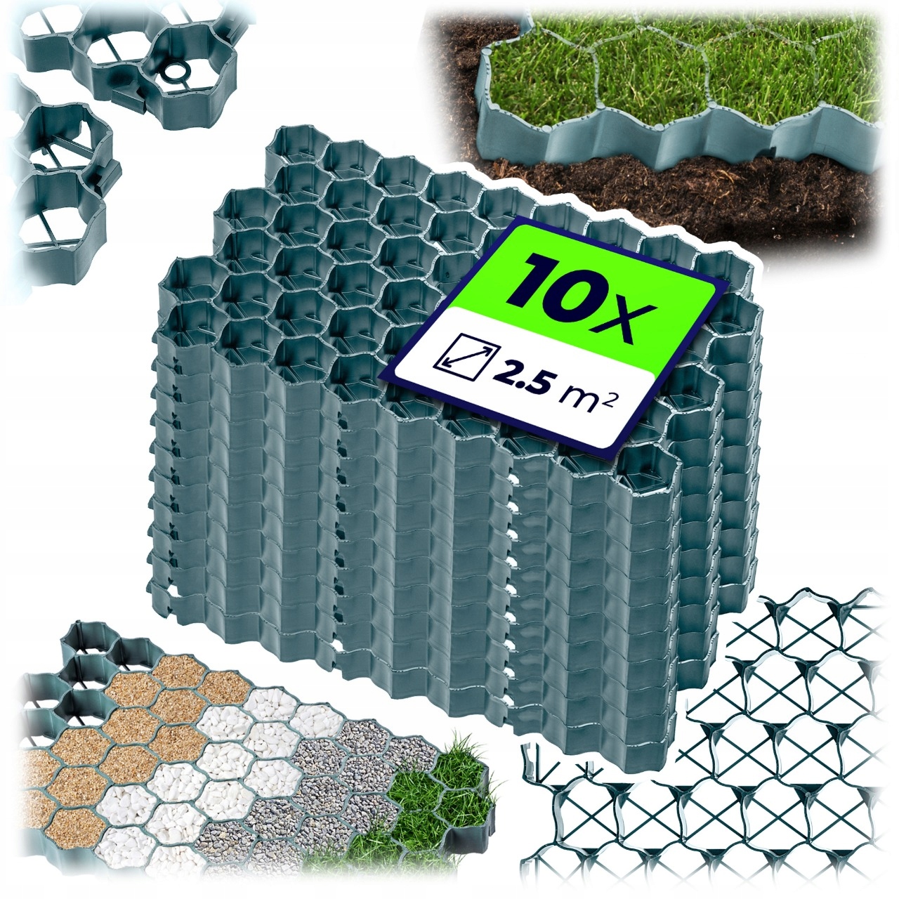 Geokrata Parkovací Mřížka Trávníková 60x40x4 cm 10 Ks Zahradní 590 TUN/m2