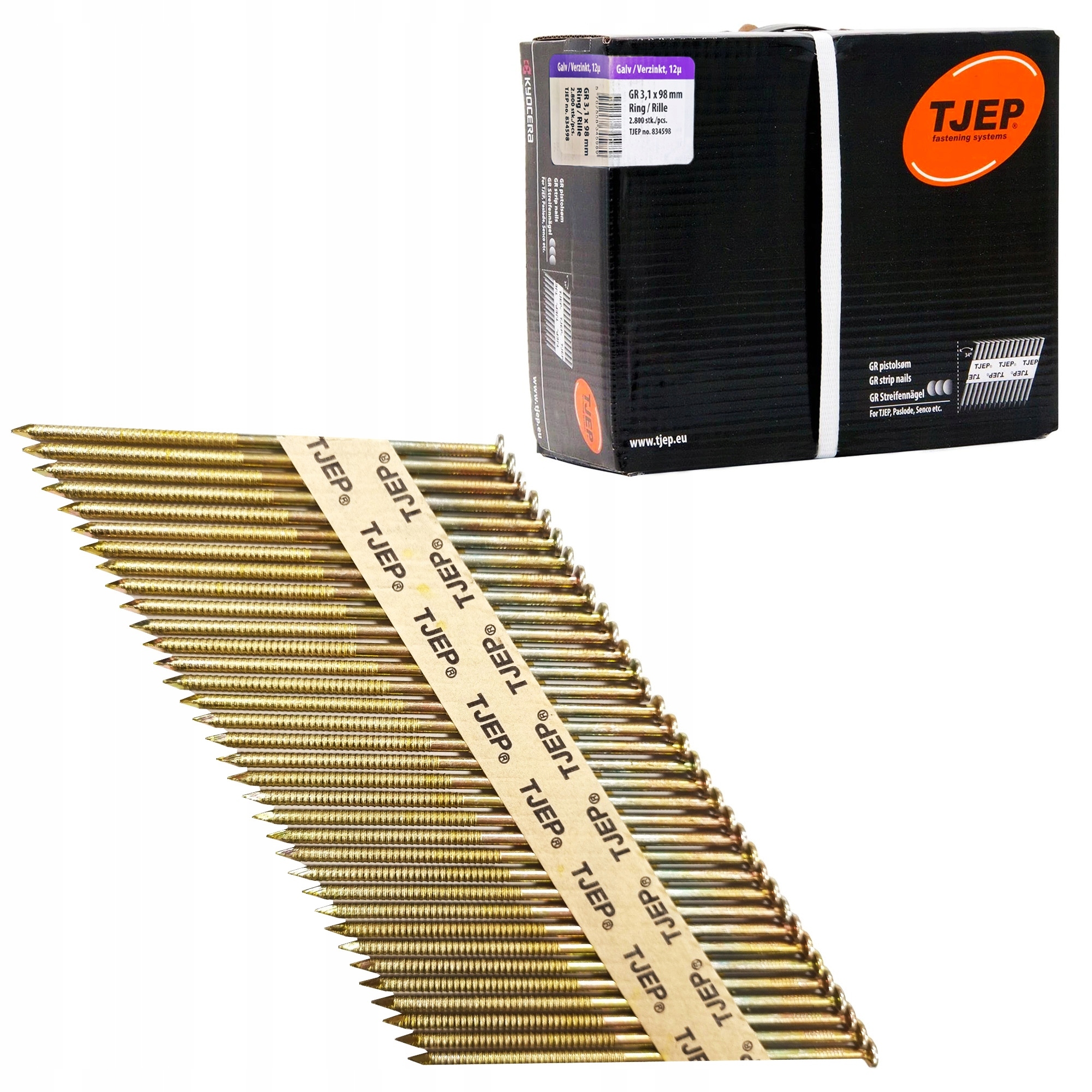 Hřebíky Tjep 3,1X98 s pozinkovaným Pozink s papírovým povlakem
