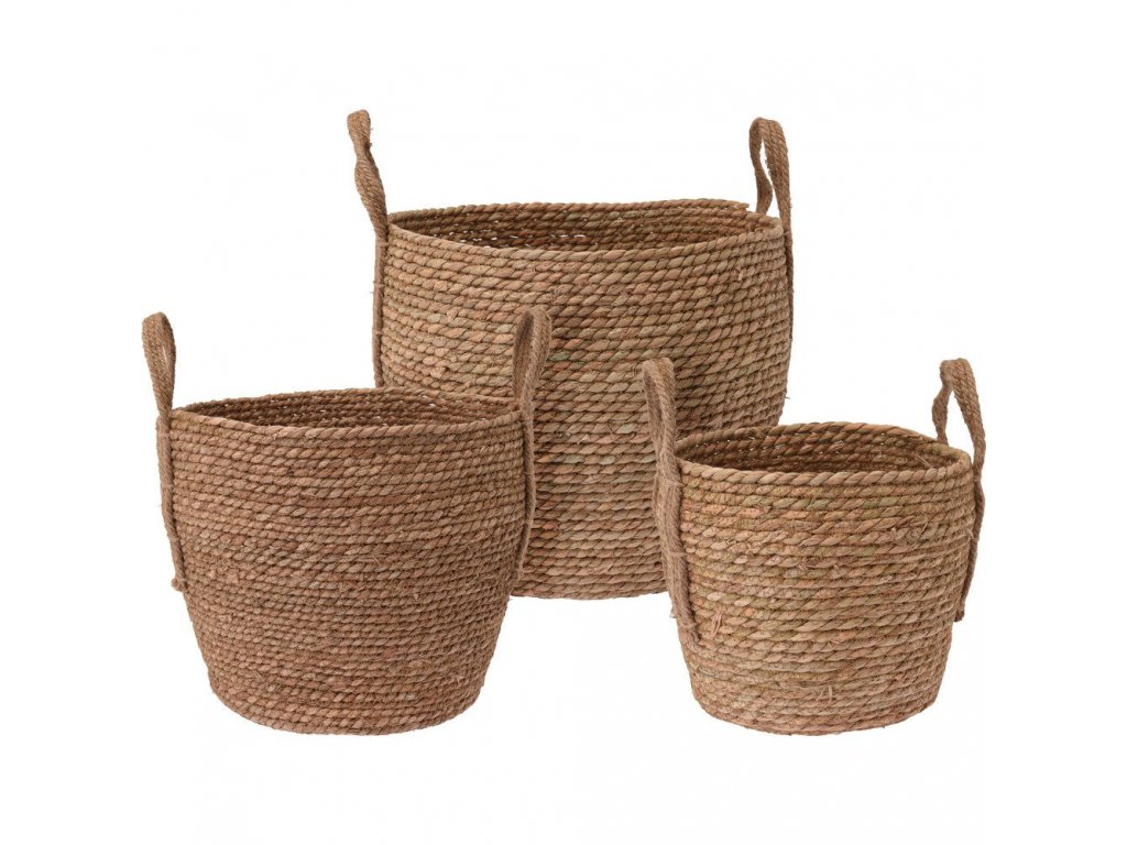 Sada 3 dekoratívnych košov s rukoväťou