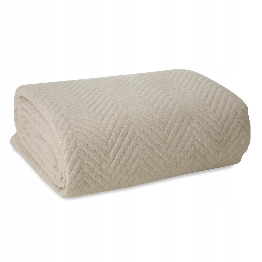 Dekorativní přehoz LEN-3 170x210 Eurofirany krémový se vzorem rybí kosti