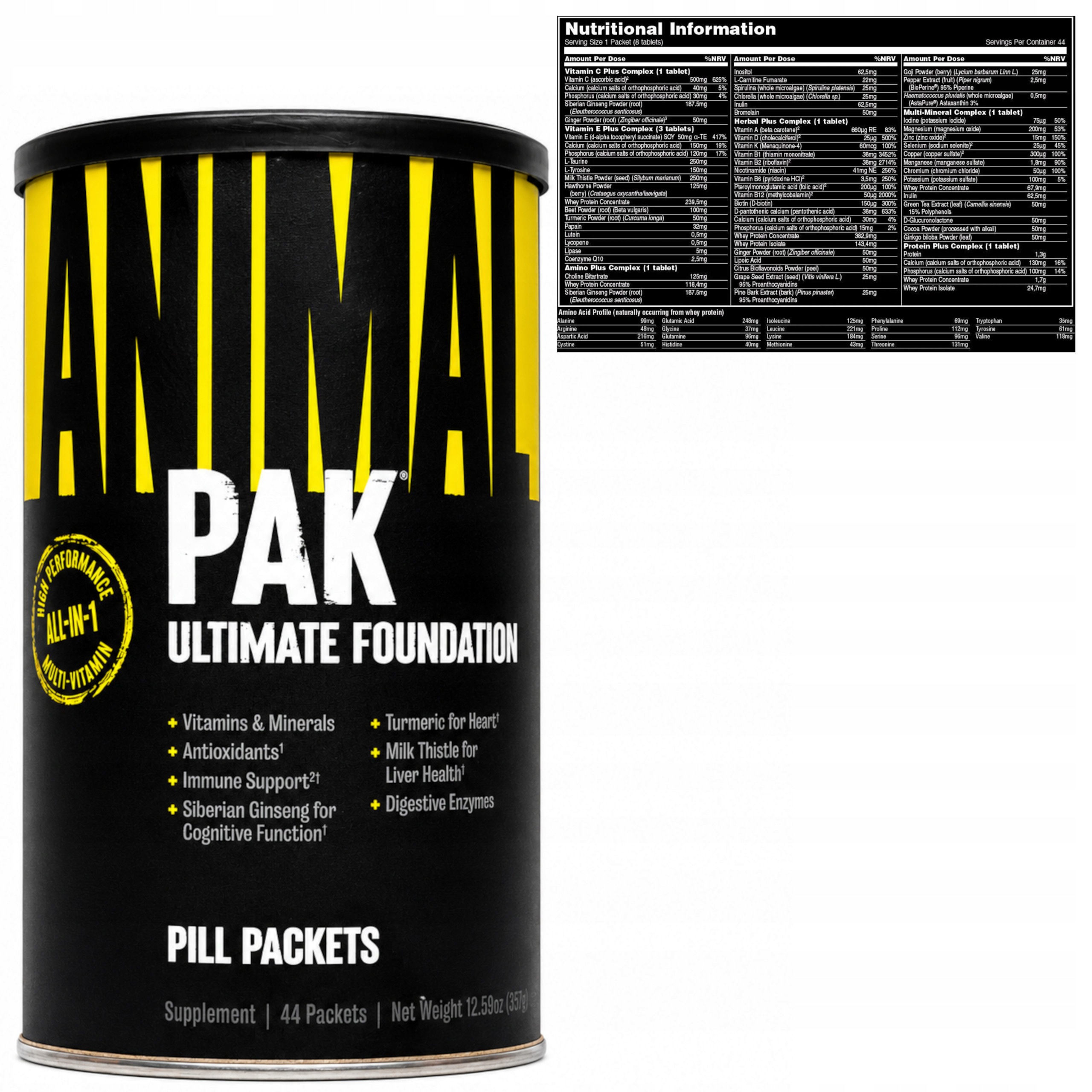Universal Animal Pak Usa 44 sáčků Vitamíny Minerály Bcaa Multivitamin