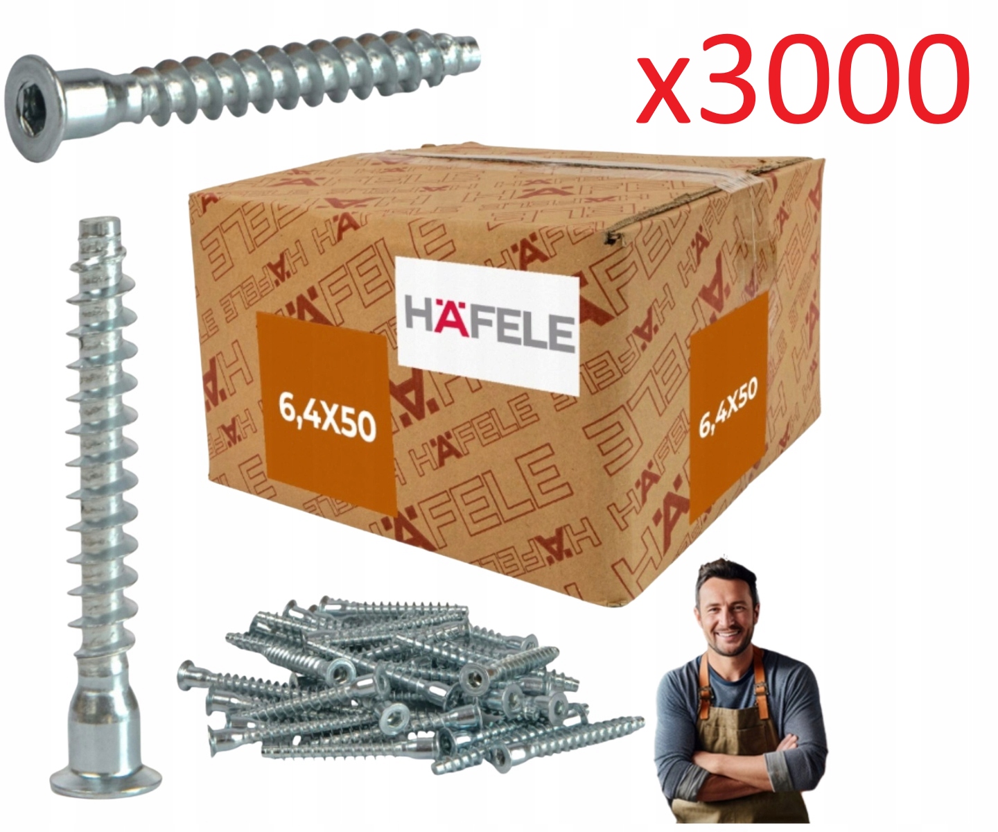 Konfirmát 6,4x50 mm s imbusovou priehlbinou sada 3000ks