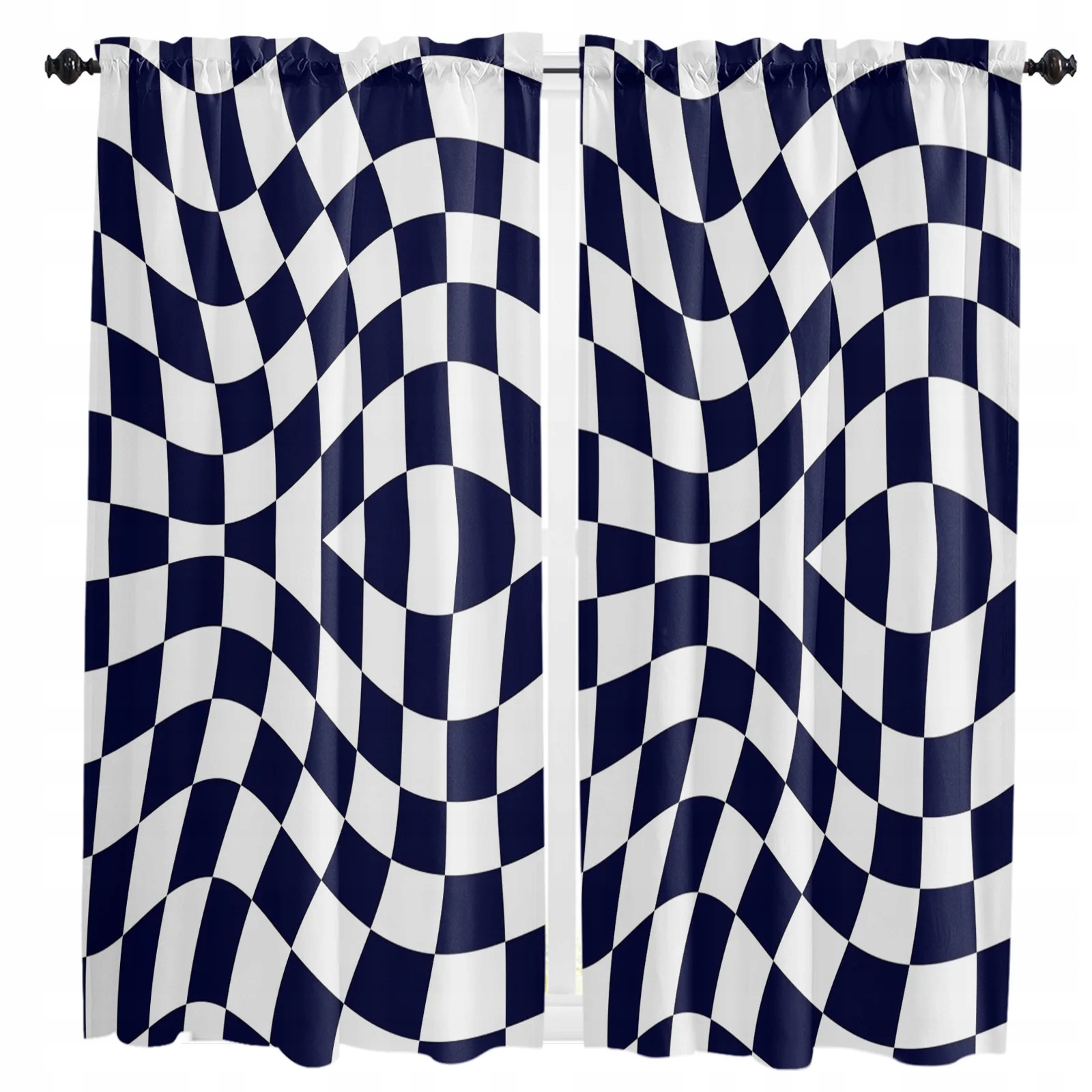 Zasłony Okienne Krata proste Plaid zasłony do salonu zasłony do sypialni za (xxchuanglian123