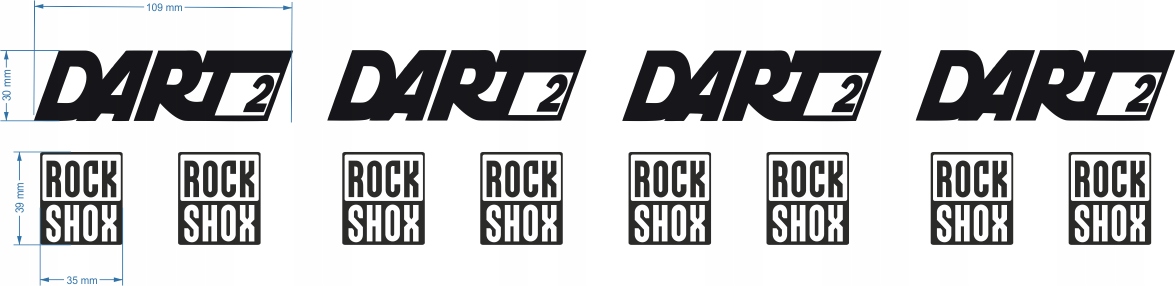 Naklejka zastępcza ROCK SHOX DART2 rower NAKLEJKI Długość 250 mm
