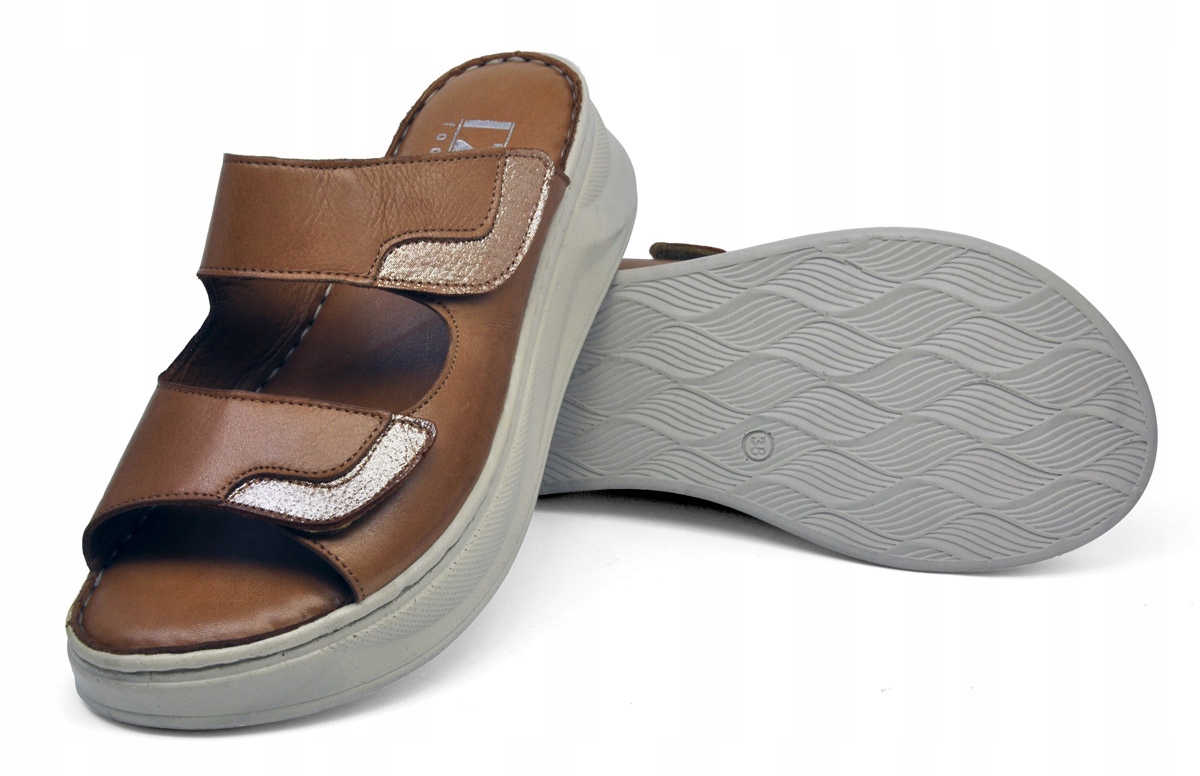 Izzi Nazouváky Rozepínací Koturny Platformy 39 Přírodní Kůže