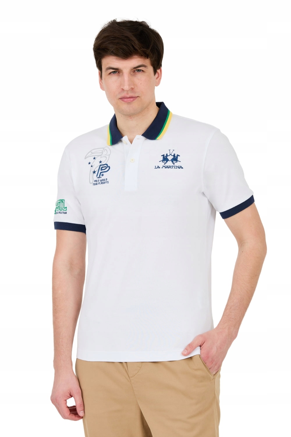 La Martina Bílé polo s velkým logem L