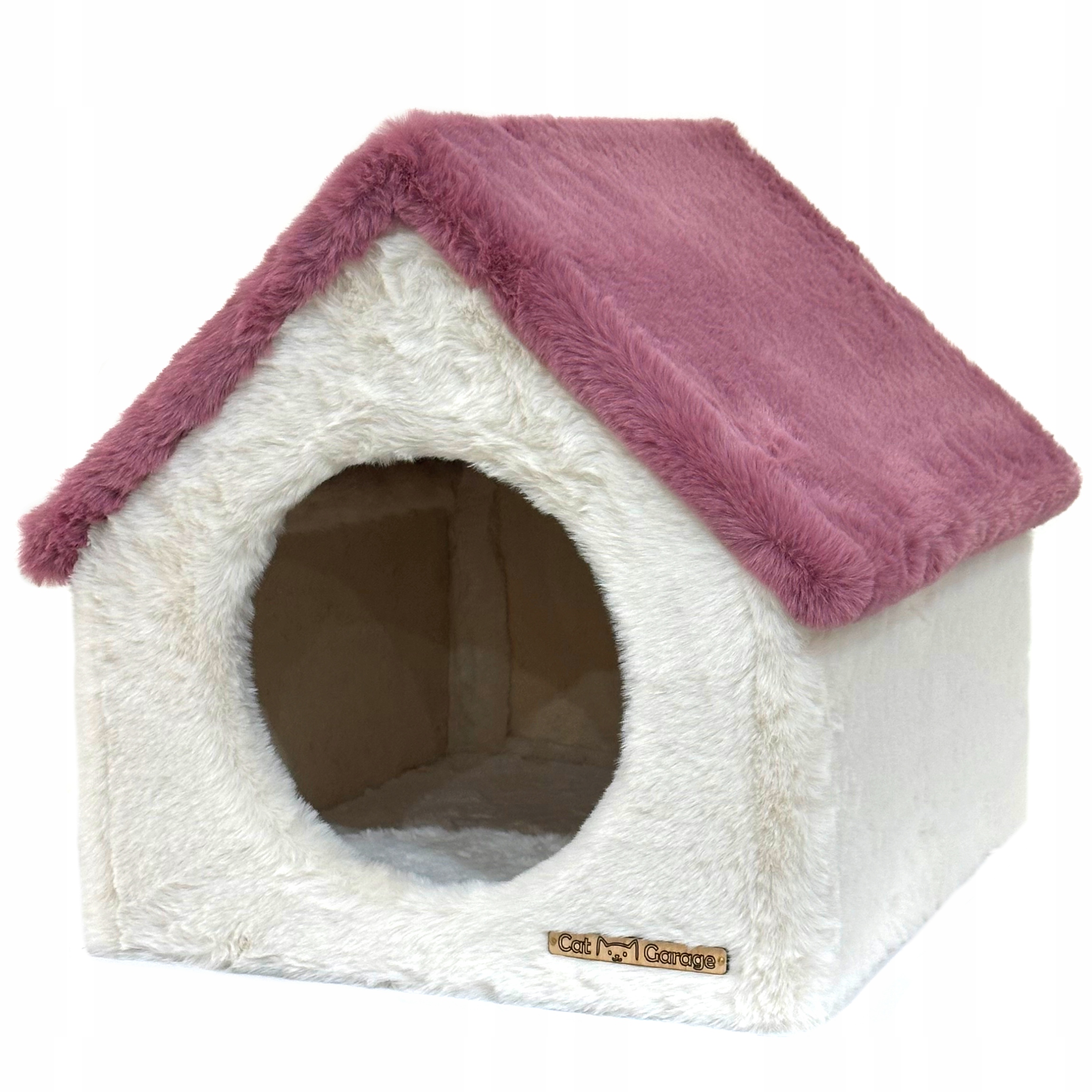 Levně Domeček pro kočky Krémově Růžový pelíšek Pevný 37x37x37cm Cat Garage