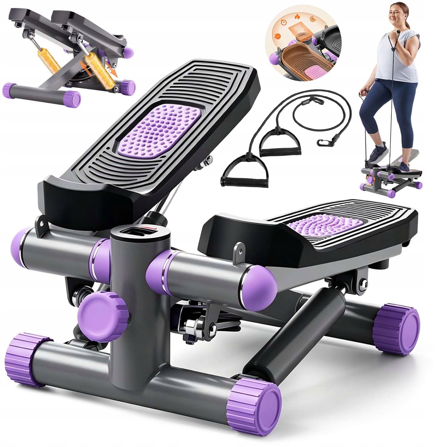 Fitness Stepper Pro Cvičení LCD Monitor, Odporové Pásky, Pro Trénink Nohou, Rukou