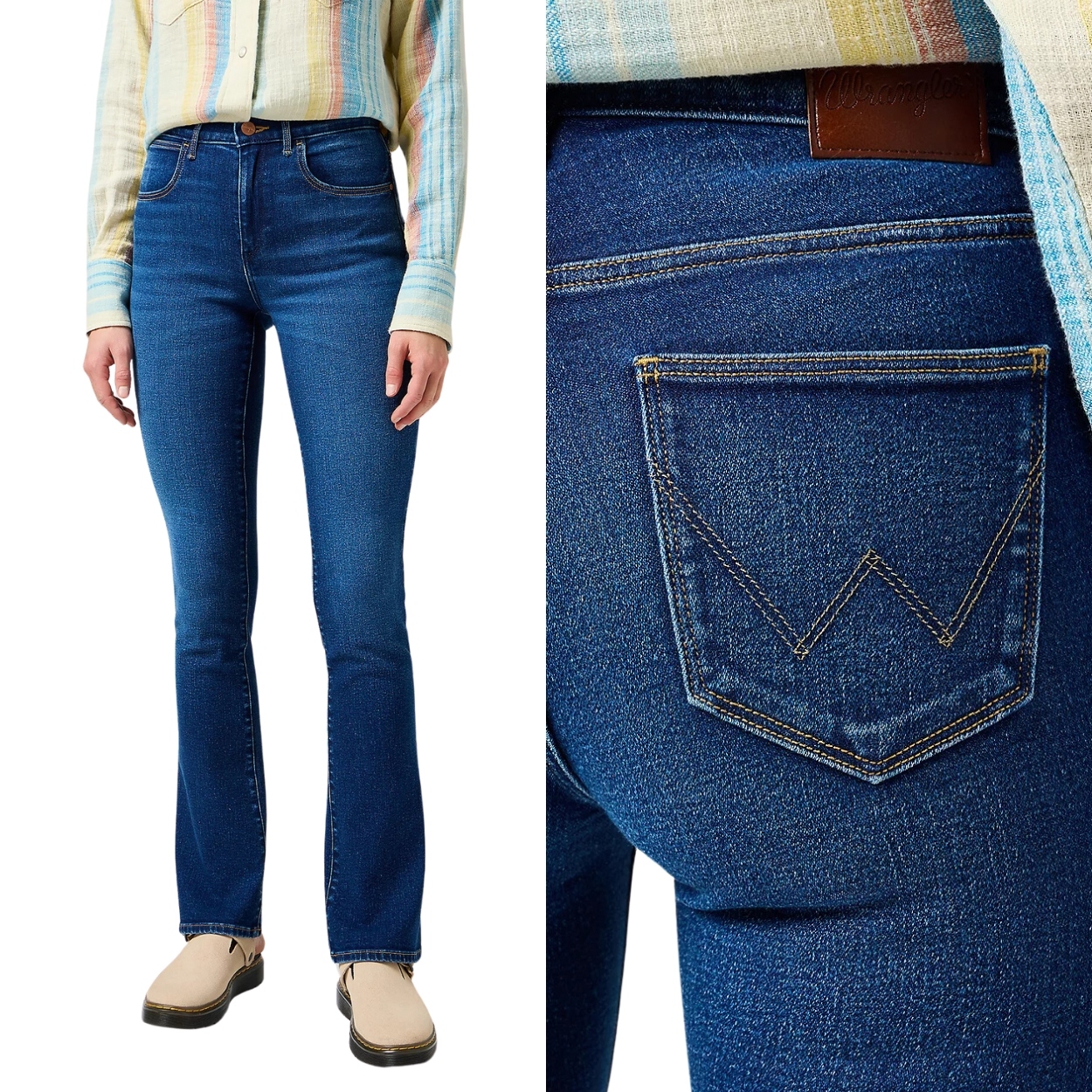 Dámské džínové kalhoty Wrangler Bootcut Famous rozšířené W28 L32