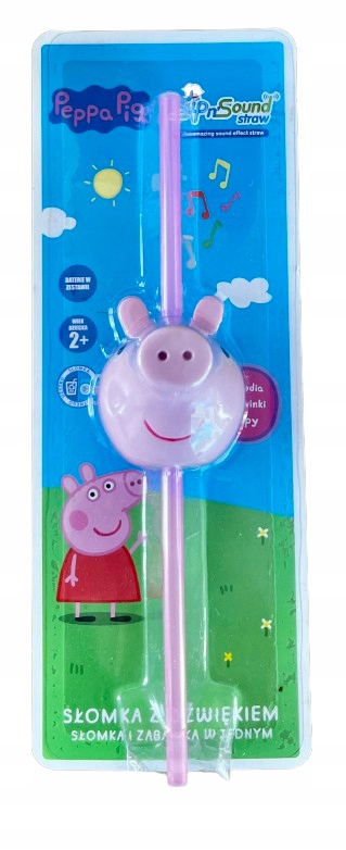PEPPA PIG SŁOMKA ZE ŚWINKĄ PEPPĄ Z DŹWIĘKIEM I ZABAWKĄ RURKA GRAJĄCA