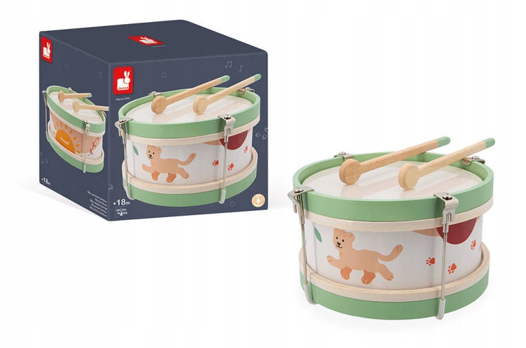 Janod Drewniany bębenek instrument muzyczny dla dzieci Sunshine