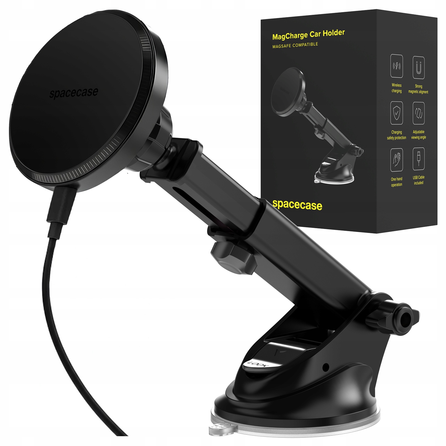 Uchwyt Do Samochodu Z Ładowarką Indukcyjną Na Telefon Na Szybę Do Magsafe