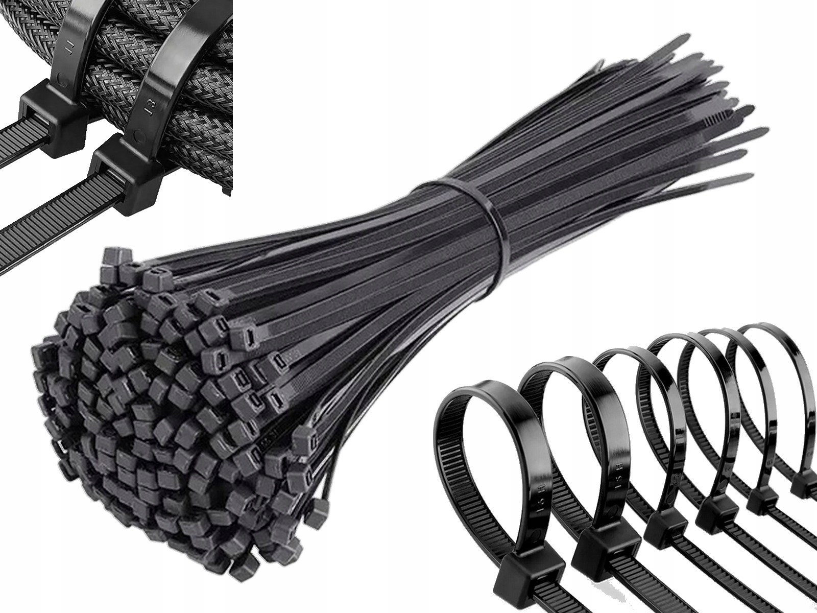 Opaski Zaciskowe Kablowe 4X300 Czarne 100 Szt. Mocne