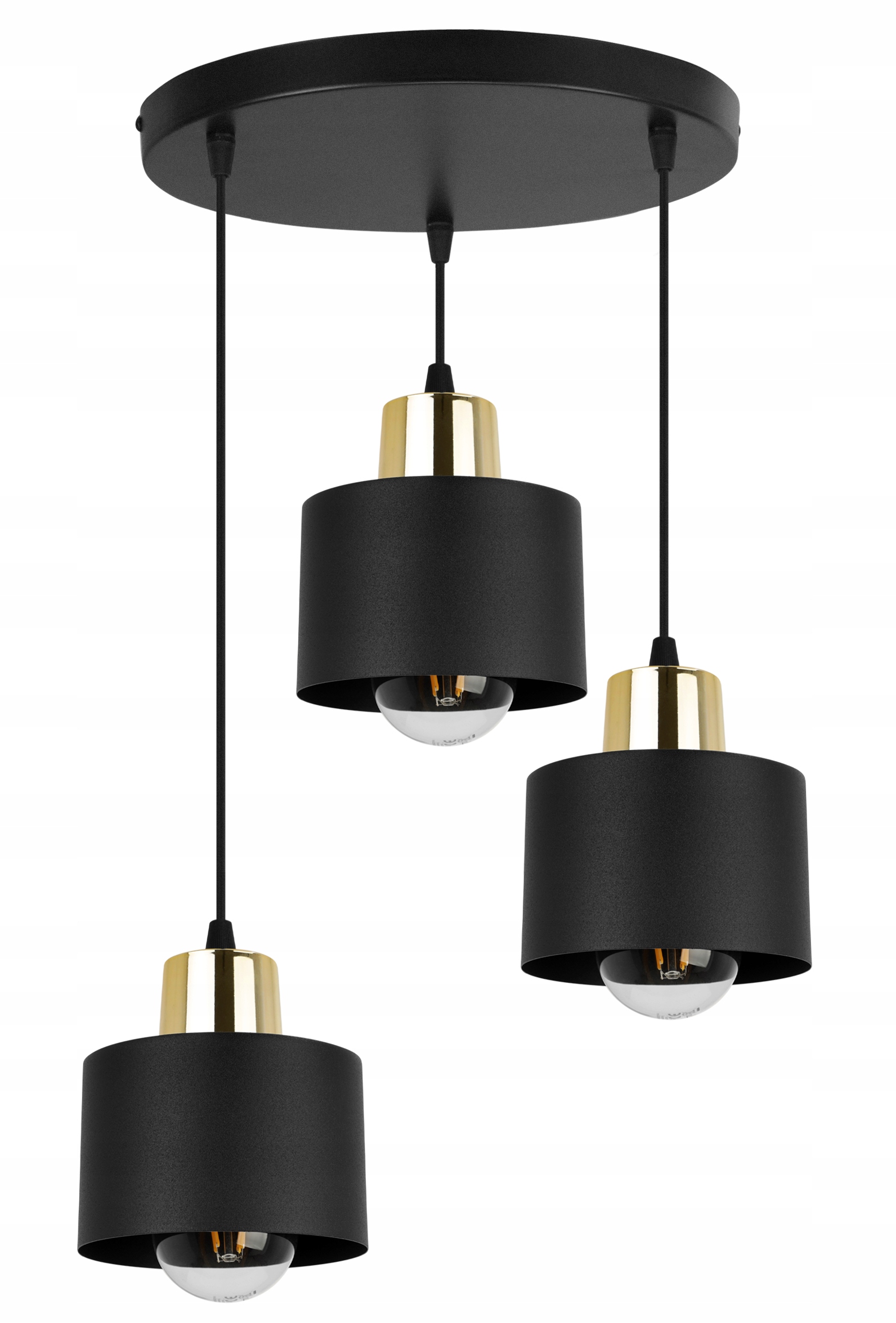Závěsná Stropní Lampa Lustr Trojitý Černý Stínidlo Elegantní Loft Kov