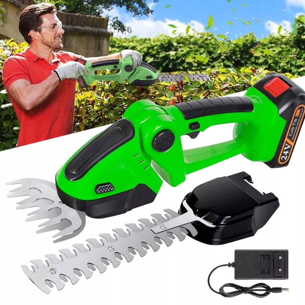 Nůžky Na Trávy A Živý Plot Akumulátorový Zastřihovač Zahradní nůžky 24V 2V1 1XAKU