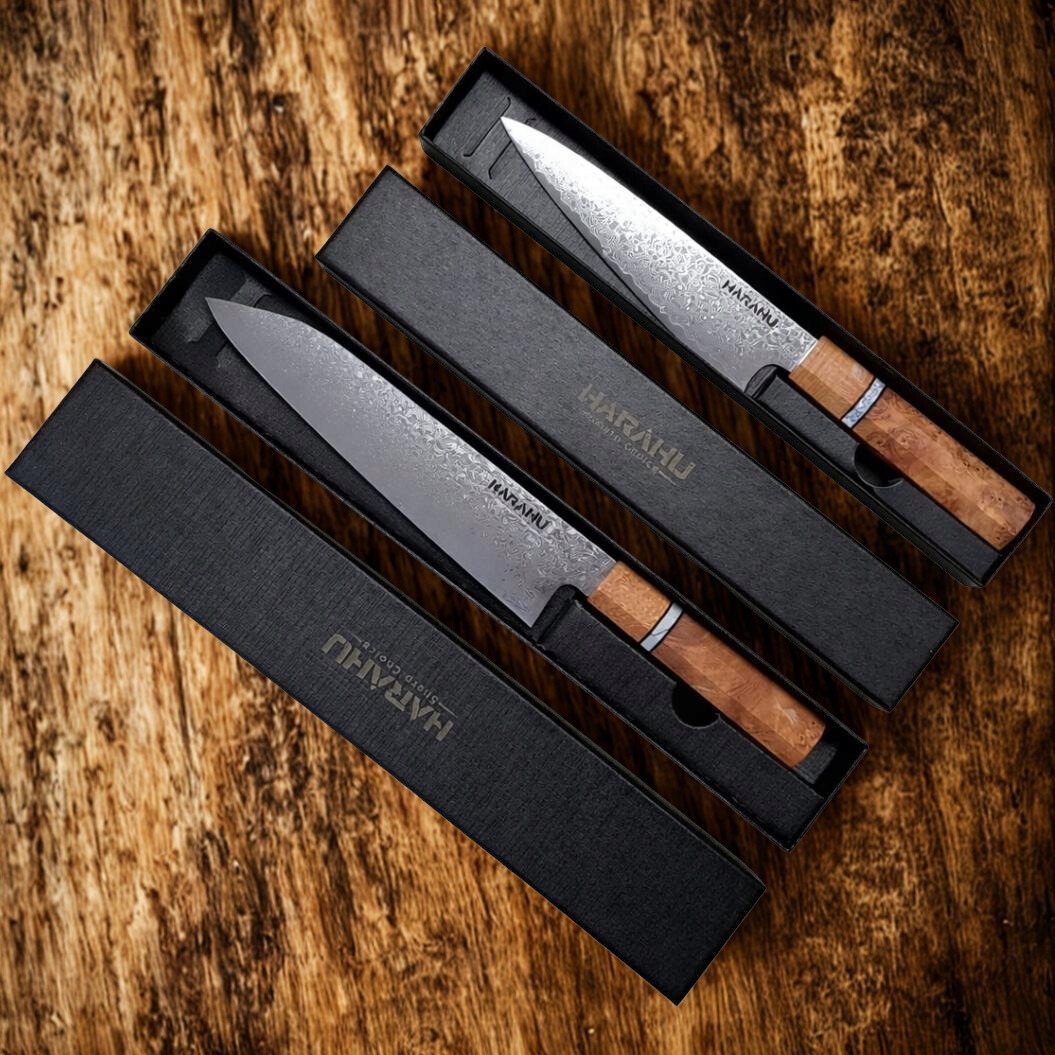 Sada damaškových kuchynských nožov Ee 39210 2ks/Hnedá KP-39210