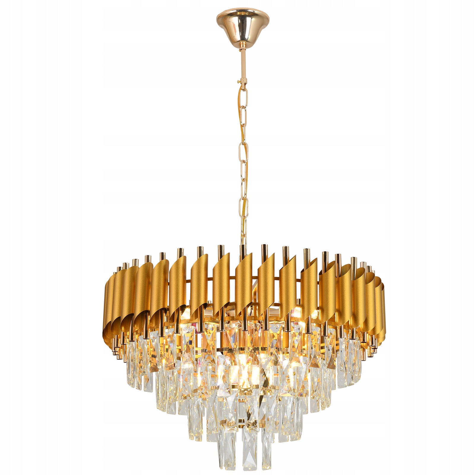 Żyrandol „Diamond Light 5”– Kryształowy Złoty Blask Elegancji, salon 40 cm
