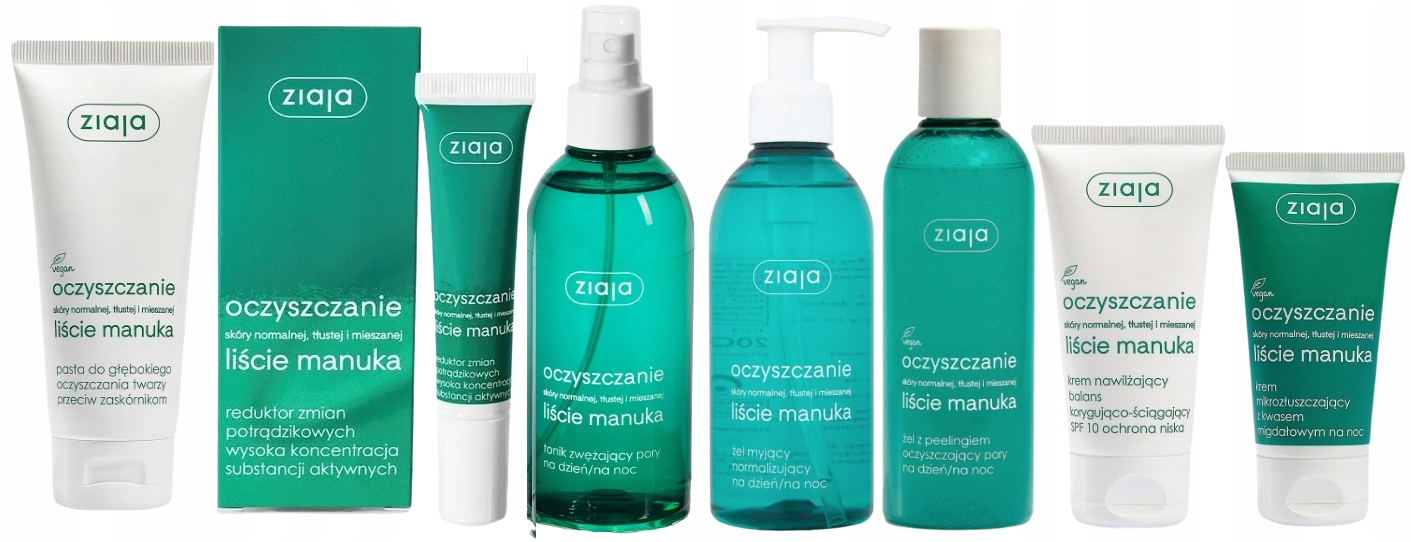Ziaja Oczyszczanie Liście Manuka Zestaw Młoda cera Nadmiar sebum Trądzik