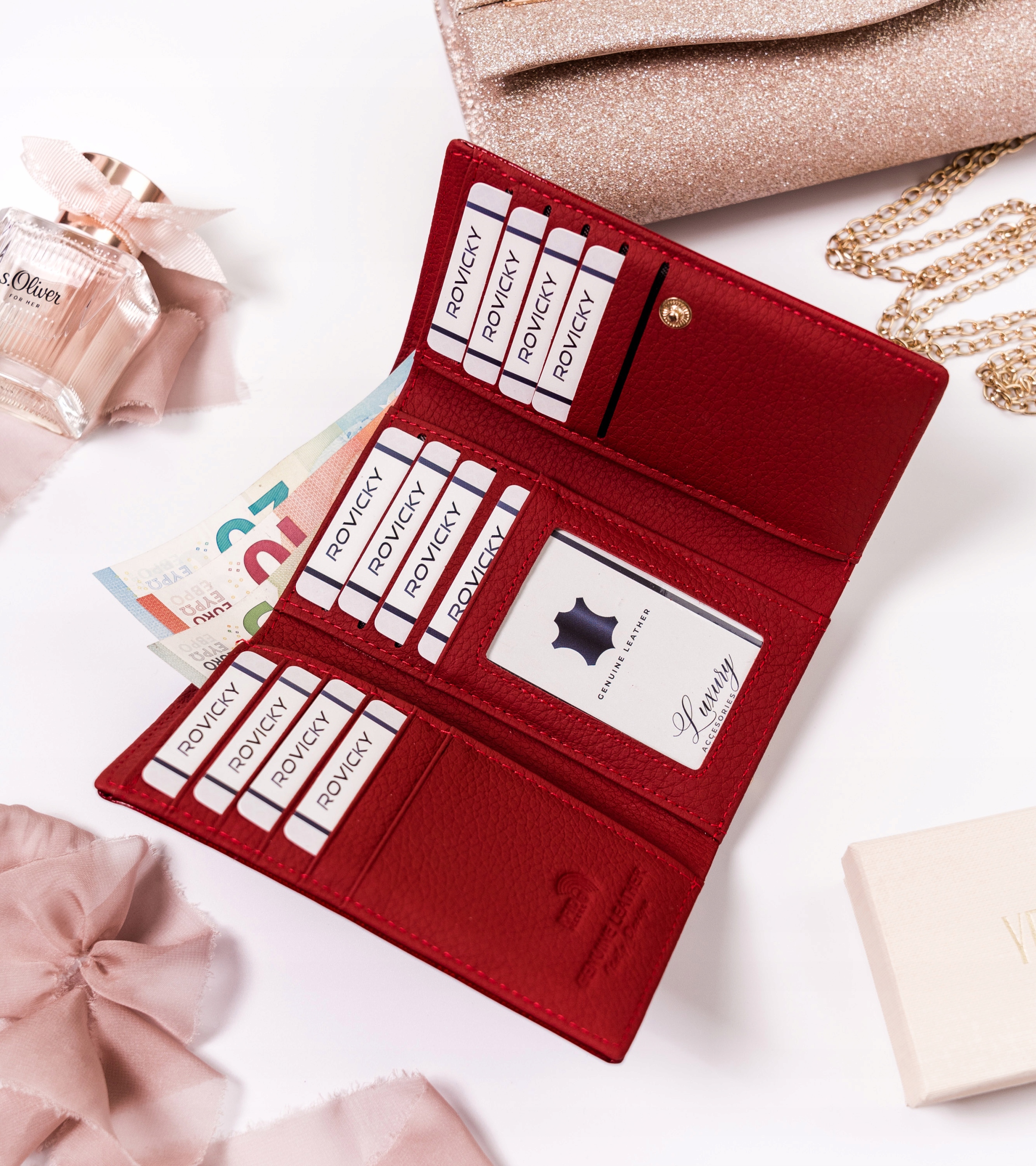 Lorenti elegancki portfel damski skóra lakier RFID Model 55020-SH-RFID-7069 R