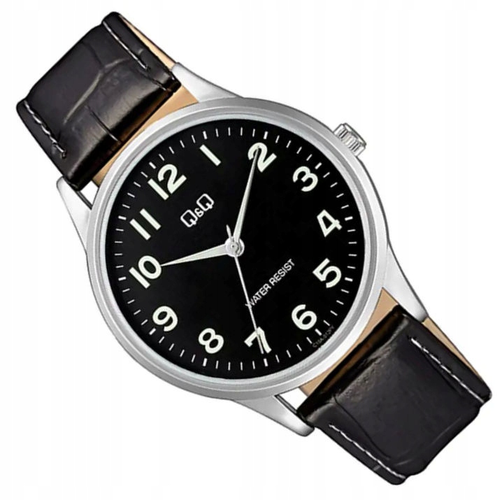 Klasický Čitelný Pánské Hodinky C10A-012P Na Černém Koženém Řemínku