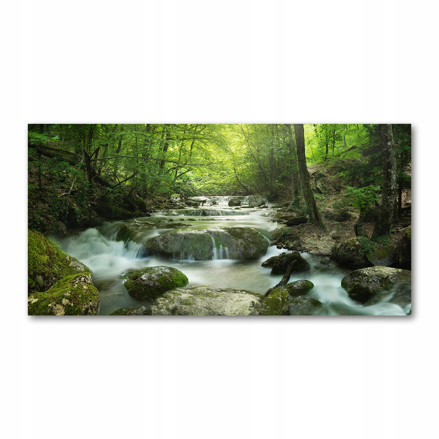 

Foto obraz szkło akryl Wodospad w lesie 120X60 cm