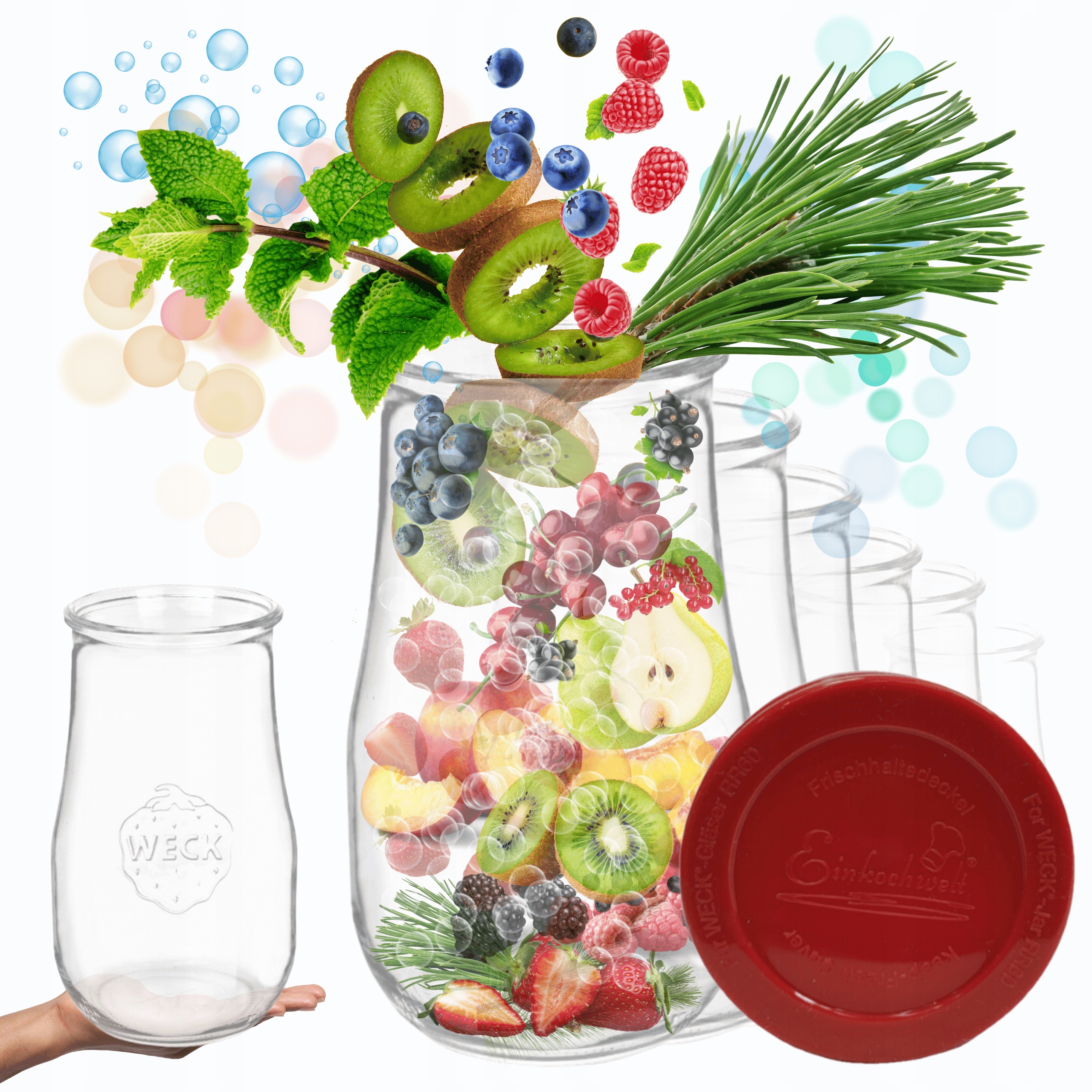 Poháre Weck 2,7 l váza Tulip vzduchotesné silikónové viečka 12ks weki 2700 ml