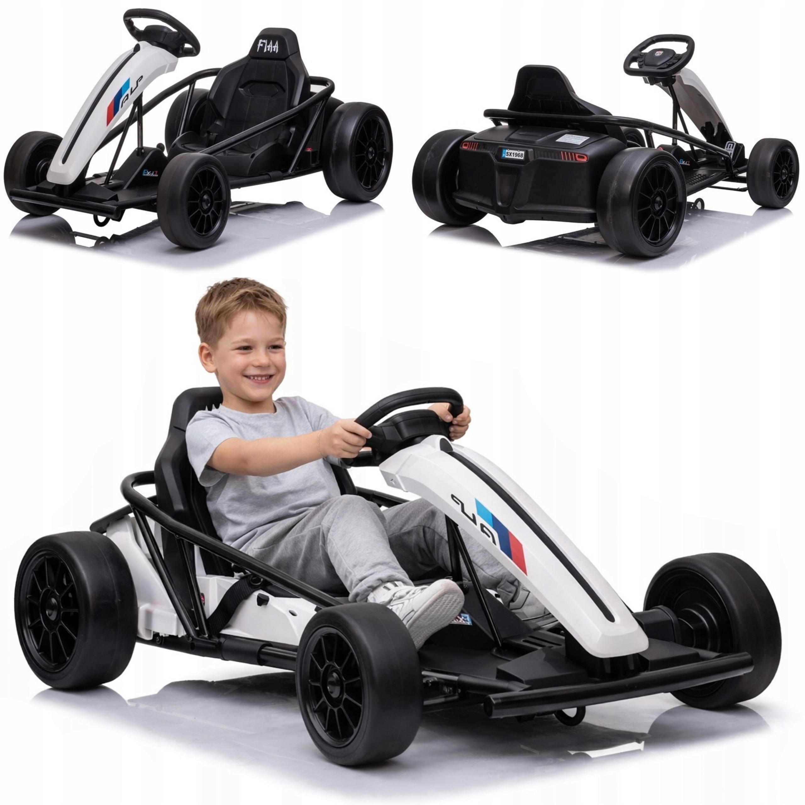 Gokart na Akumulator Drift Biały Szybki Pojazd Dla dzieci +8 2 Silniki