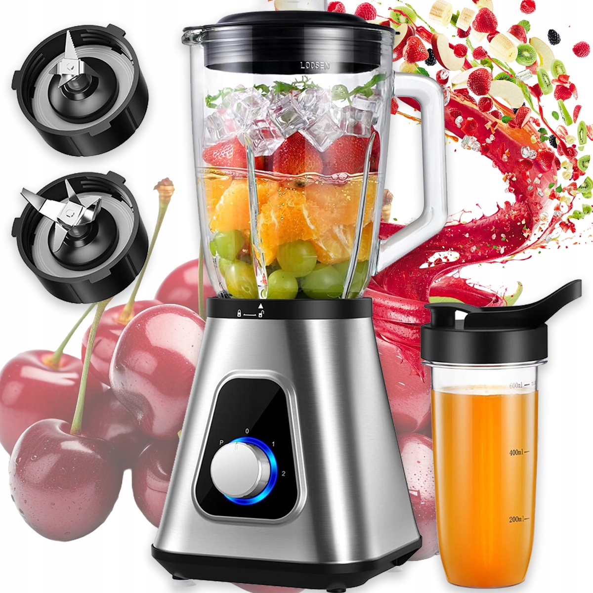 Skleněný Stolní Mixér Na Smoothie Koktejly 1300 W 1,5 L 3. Rychlostní Stupeň