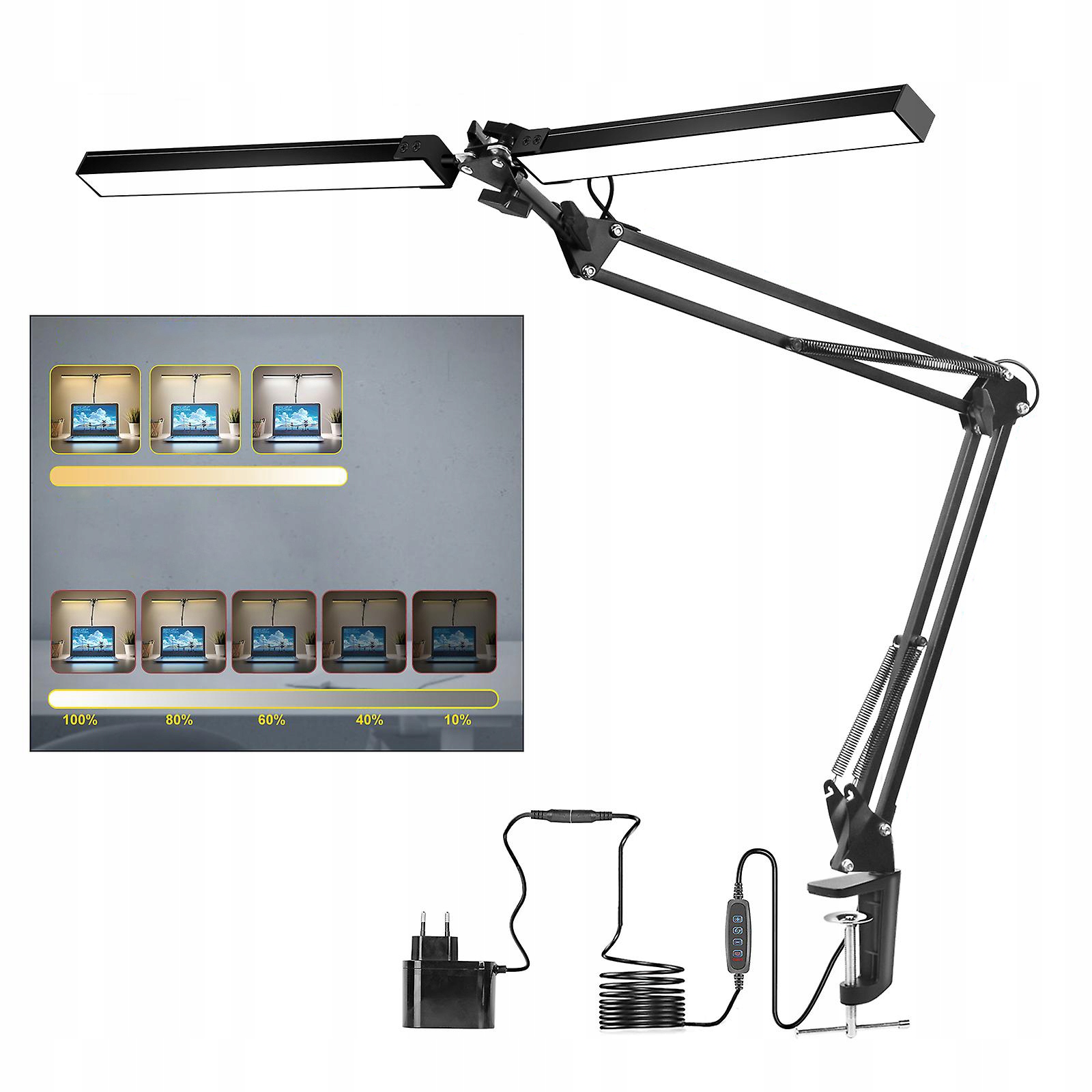 Lampa Biurkowa Podwójna Led Lampka Kreślarska 24W