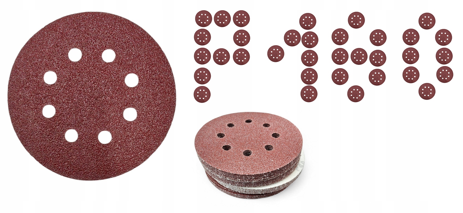 Papier Ścierny Krążek 125 Na Rzep Otwory Szlifierki Oscylacyjnej P180 50szt
