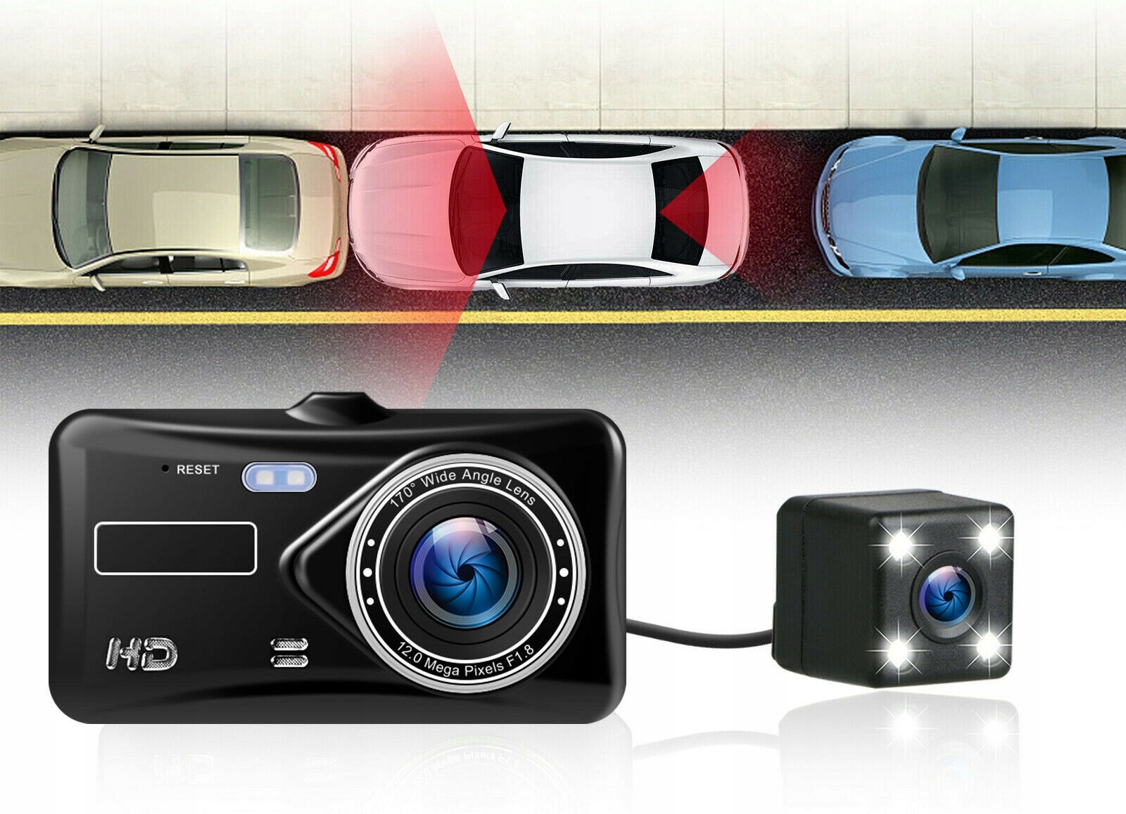 Video Rejestrator Jazdy Kamera samochodowa cofania Kąt widzenia 170°