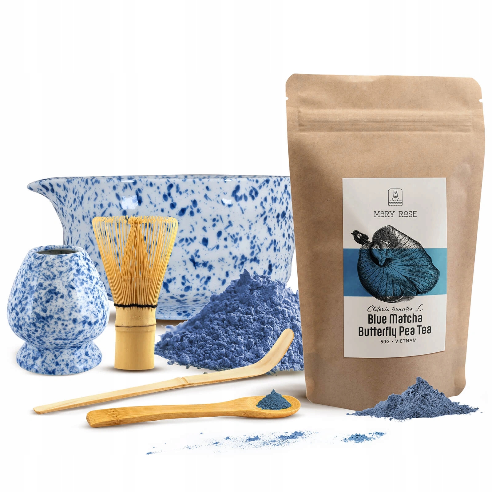 Levně Sada pro přípravu Blue Matcha 50 g Příslušenství pro matchu
