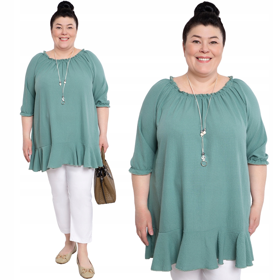 Světle zelená tunika s náhrdelníkem 56/58