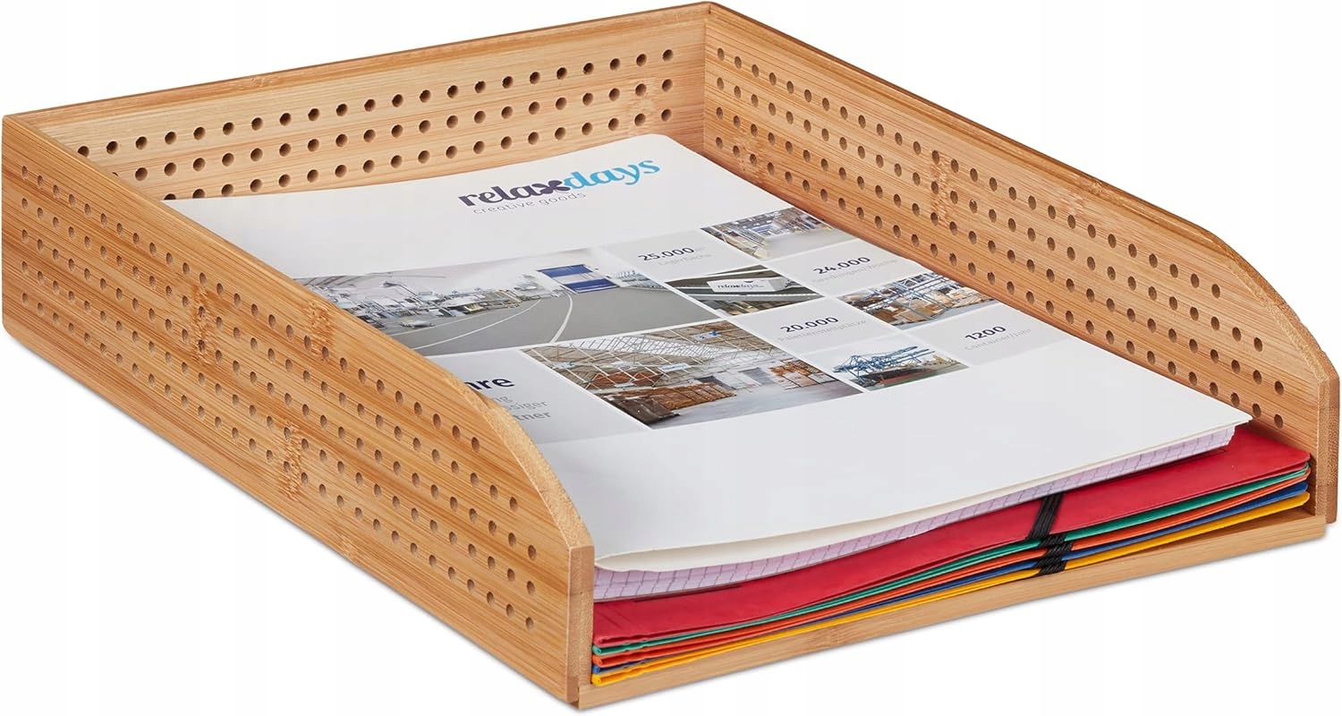 Bambusová Polička Na Dokumenty A4 Organizér Na Psací Stůl Relaxdays 25X33 CM