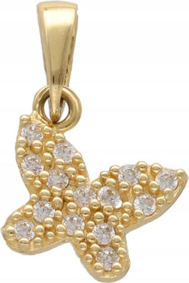 Zlatý přívěsek 585 malý motýl s zirkony 0,69 g, elegantní dámský vzor