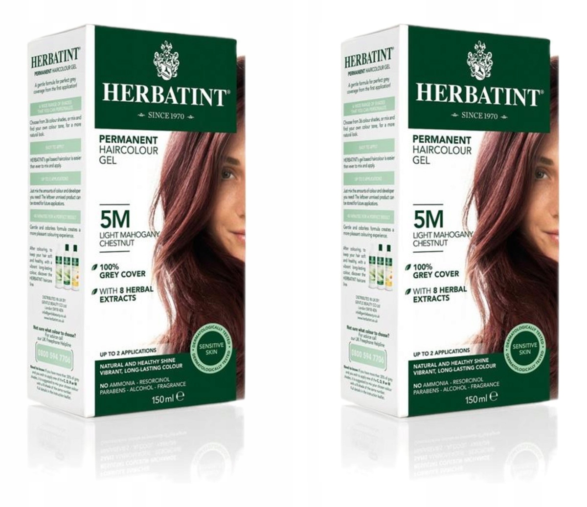 Herbatint Trvalá Barva Na Vlasy v gelu Jasný mahagonový kaštan (5M) x2