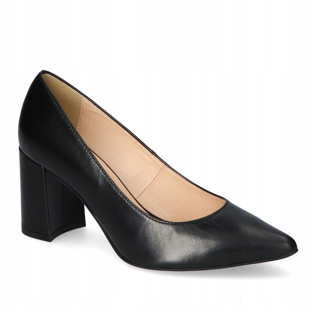 

Półbuty damskie czółenka na słupku czarne lico