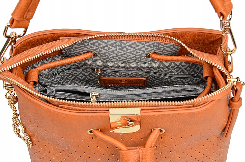 LuluCastagnette TOREBKA damska WOREK Na ramię listonoszka PASEK AŻUREK Wzór dominujący bez wzoru