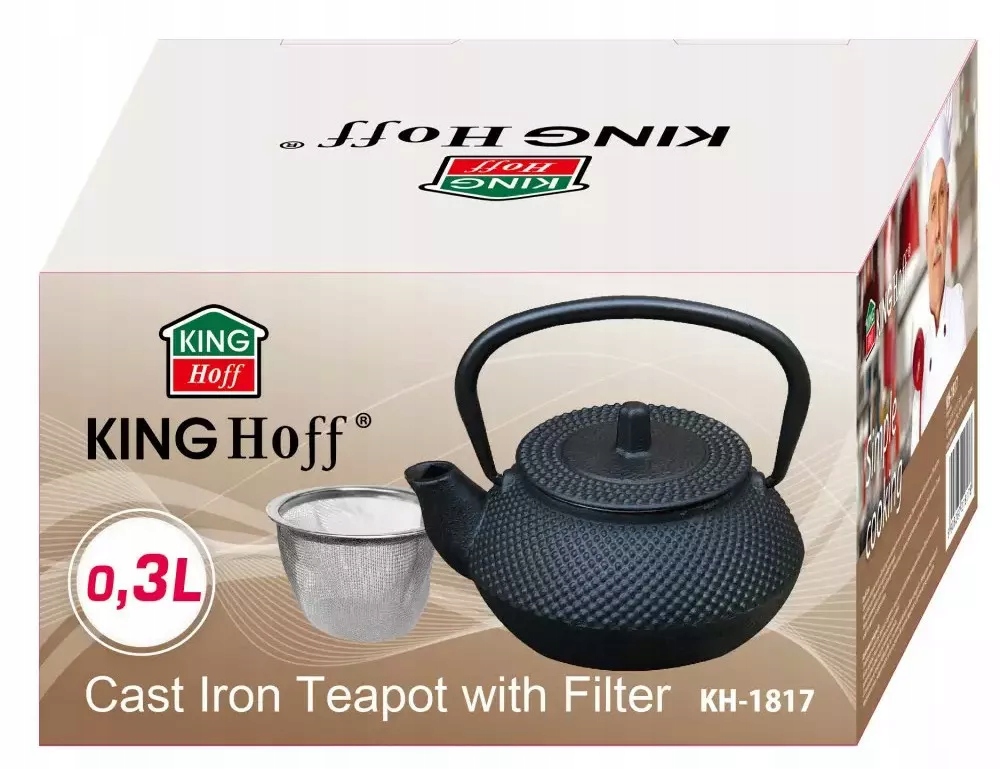 Zaparzacz Żeliwny do Herbaty Ziół IMBRYK 300 ml z Sitkiem KING Hoff Materiał żeliwo