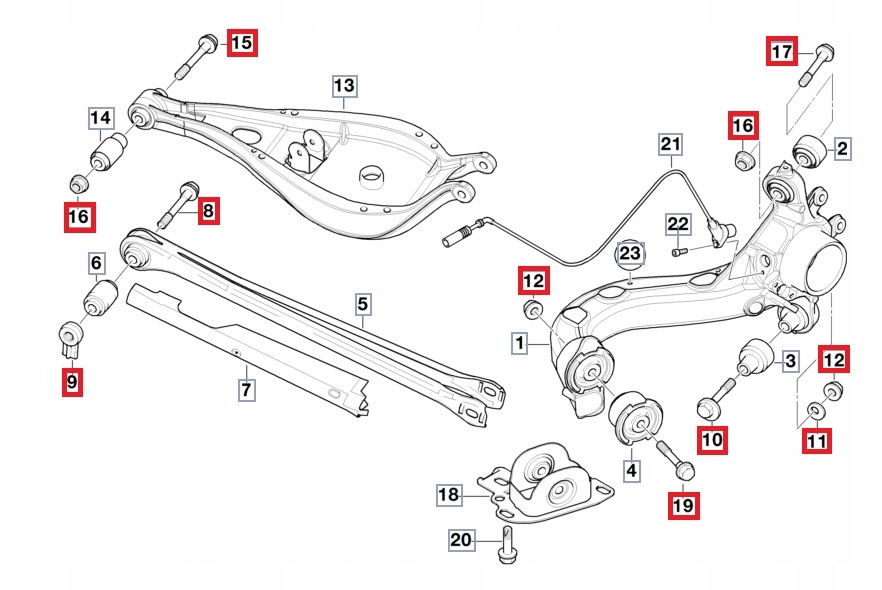 BMW-SRB-007 - Ексцентриковий гвинт важеля управління комплект BMW E46