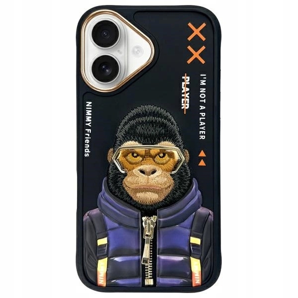 Pouzdro Nimmy Cool&Cute 2.0 Monkey pro iPhone 16 černé